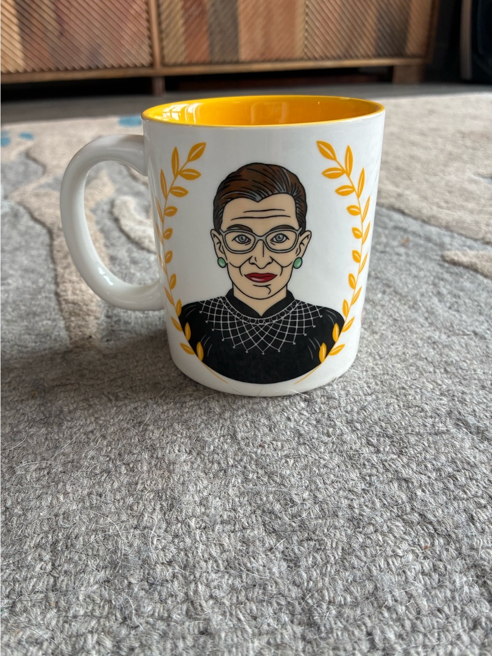 RBG Supreme Yellow-Accented White Ceramic Portrait Mug